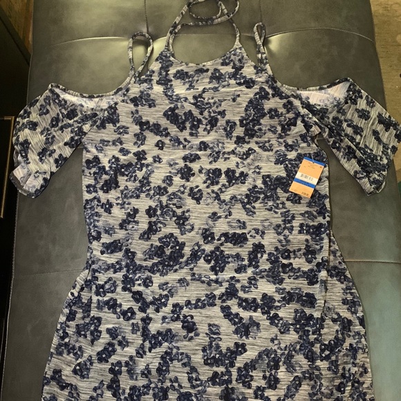 Rachel Roy Blue Floral Cold Shoulder Bodycon Dress - Picture 4 of 6
